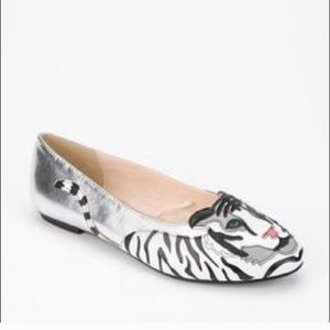 Urban Outfitters Silver Flats with Tiger